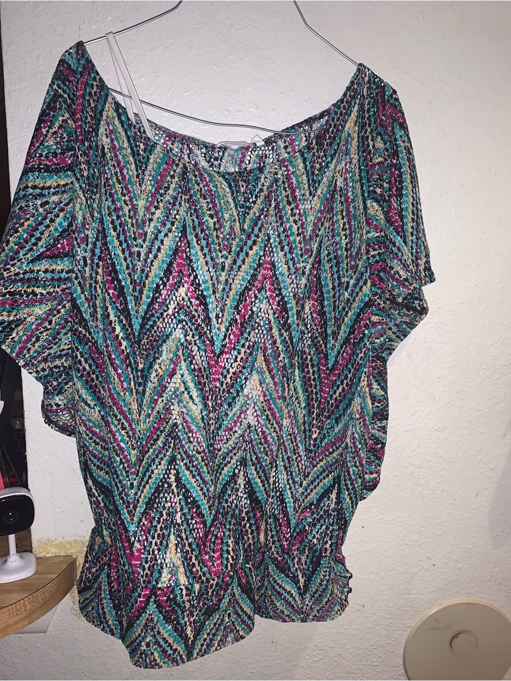 Vibrant Chevron Print Short Sleeve Tunic - Multicolor